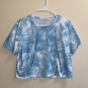 Shein / Romwe Short Sleeve Blue Tie Dye Crop Top
